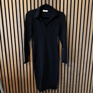 Babaton Aritzia Elegant Black Long Sleeve Dress